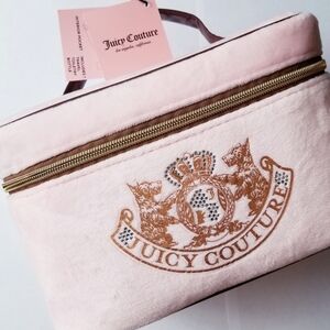 ❗Rare Juicy Couture Pink Velvet Crystal Train Case with Full Zipper❗